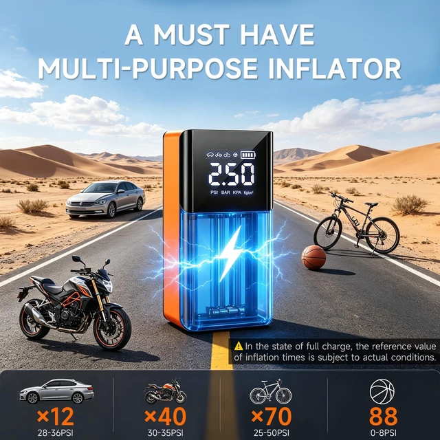 Alt view image 4 of 7 - 3000A Jump Starter with Air Compressor,12V Car Battery Jumper Starter | 150PSI Auto-Off Tire Inflation,Portable Car Starter Jump Box with Jumper Cables,400LM Light,12000mAh Power Bank,Storage Bag