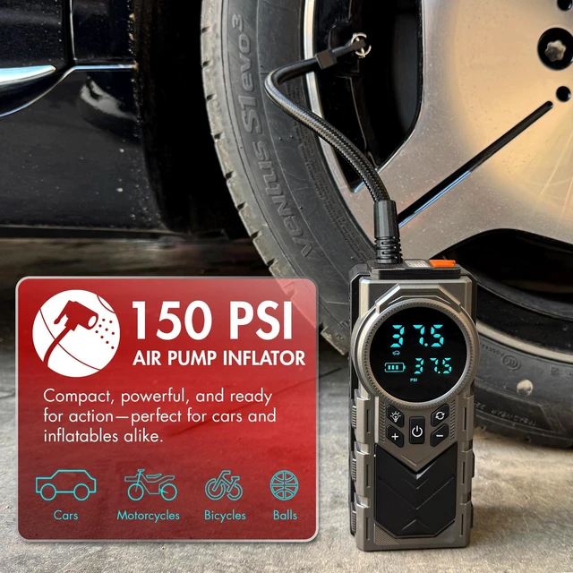 Alt view image 4 of 7 - Wagan EL7603 iOnBoost V10 Air Jump Starter 1500A with Tire Inflator | 12V Portable Car Battery, Built-in LED Light and Power Bank, Compact Design, Up to 7.8L V10 or 3.0L Diesel, UL Certified