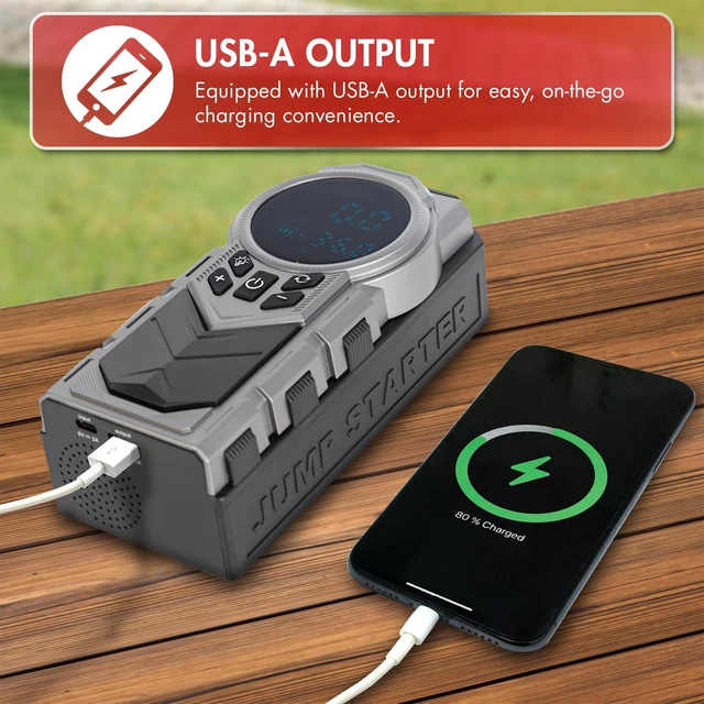 Alt view image 6 of 7 - Wagan EL7603 iOnBoost V10 Air Jump Starter 1500A with Tire Inflator | 12V Portable Car Battery, Built-in LED Light and Power Bank, Compact Design, Up to 7.8L V10 or 3.0L Diesel, UL Certified