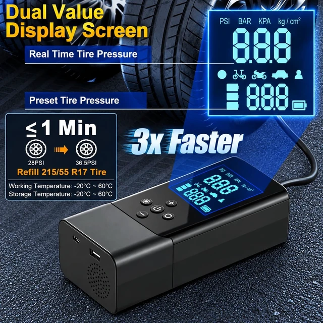 Alt view image 2 of 7 - Jump Starter with Air Compressor, 1000A Car Battery Booster | 150 PSI Tire Inflator, 12V Portable Power Bank with Emergency LED Torch, for 10L Gasoline and 8L Diesel Engines