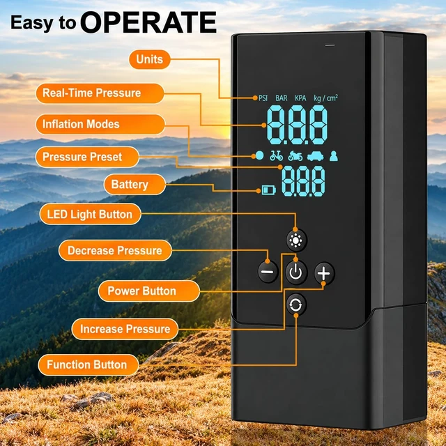 Alt view image 4 of 7 - Jump Starter with Air Compressor, 1000A Car Battery Booster | 150 PSI Tire Inflator, 12V Portable Power Bank with Emergency LED Torch, for 10L Gasoline and 8L Diesel Engines