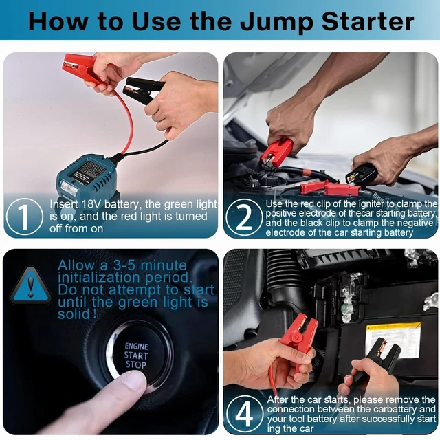 Alt view image 3 of 7 - Portable Car Jump Starter Compatible with Makita 18V- 11AWG Heavy Duty Jump Starter Cable (1.2FT) for Car Battery Emergency Jump Start, Using Tool Batteries (Battery Sold Separately)