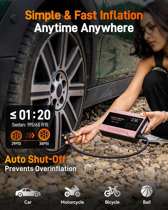 Alt view image 5 of 7 - MV10A 2000A Jump Starter with Air Compressor, Portable 12V Jump Box | Car Battery Booster Power Pack (5L Gas/3L Diesel), Spark-Proof, 150PSI Tire Inflator, Power Bank, Jumper Cables & LED Light