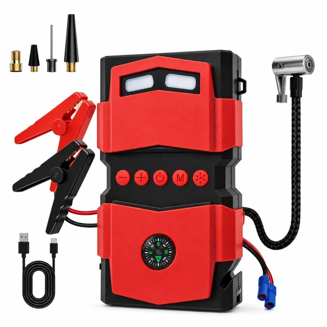 Main image of Hoklen Car Jump Starter with Built-in Air Compressor, Portable Car Battery Jump Box, Multifunctional Tire Inflator, Emergency Car Battery Booster Pack for Cars, Motorcycles, Trucks