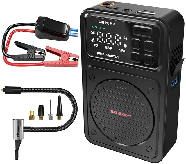 Main image of SIATELOO 3000A Portable Car Jump Starter with Air Compressor | for Up to 7.0L Gas / 6.5L Diesel, 150PSI Tire Inflator, 20000mAh Battery Pack, LED Light