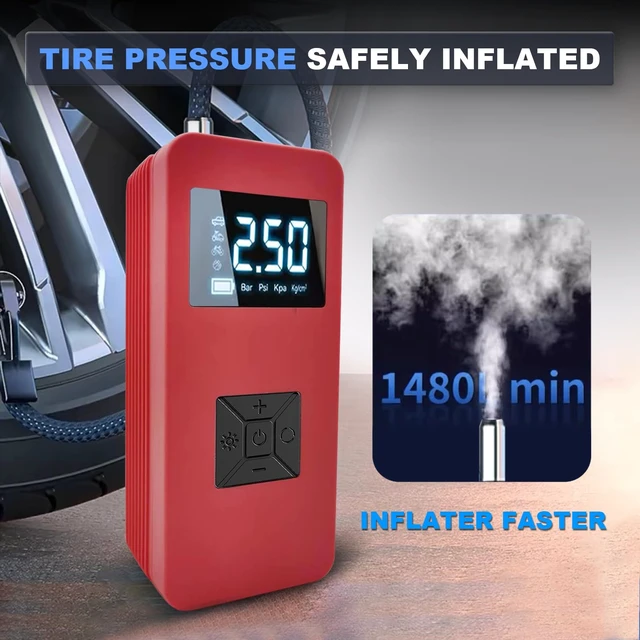 Alt view image 2 of 6 - Jump Starter with Air Compressor, Portable Car Battery Jump Starter | 150PSI Digital Tire Inflator, 14.8V Jump Box ,Pink Car Battery Charger with Jumper Cables, Lights, LCD Display