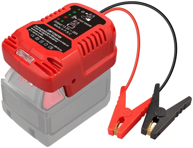 Main image of YNDZ Jumper Starter for Milwaukee M18 18V Battery,Jumper Cables 11AWG Pure Copper Cable, 30A Output, Up to 3.5L Engine, 12V Car Emergency Jump Kit