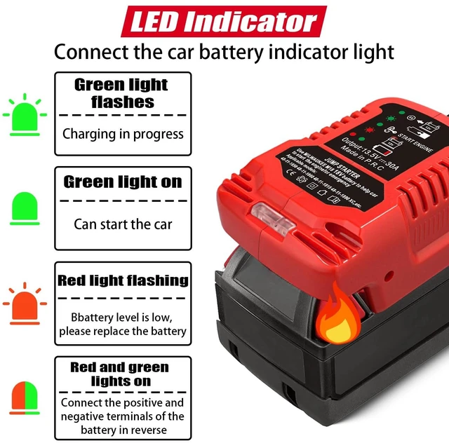 Alt view image 5 of 7 - YNDZ Jumper Starter for Milwaukee M18 18V Battery,Jumper Cables 11AWG Pure Copper Cable, 30A Output, Up to 3.5L Engine, 12V Car Emergency Jump Kit