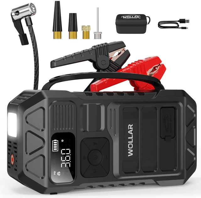Main image of WOLLAR 3000A Peak Jump Starter with Air Compressor - 5-in-1 Car Battery Jumper Starter, 12V Portable 160PSI Dual-Cylinder Ultra-Fast Tire Inflator, 20000mAh 74Wh Jump Box for 9.0L Gas/Diesel Engines