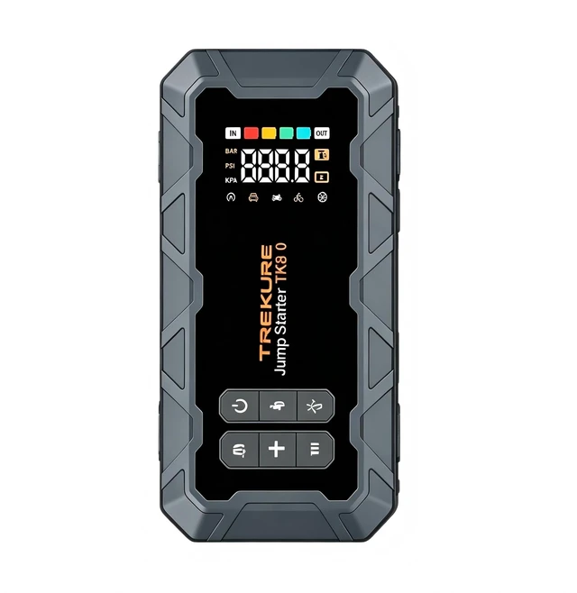 Main image of TREKURE TK80 Portable Car Jump Starter with Air Compressor 16000mAh | Up to All Gas/12L Diesel, 60W Fast Charging Car Battery Booster Jump Starter, 800LM Light, LED