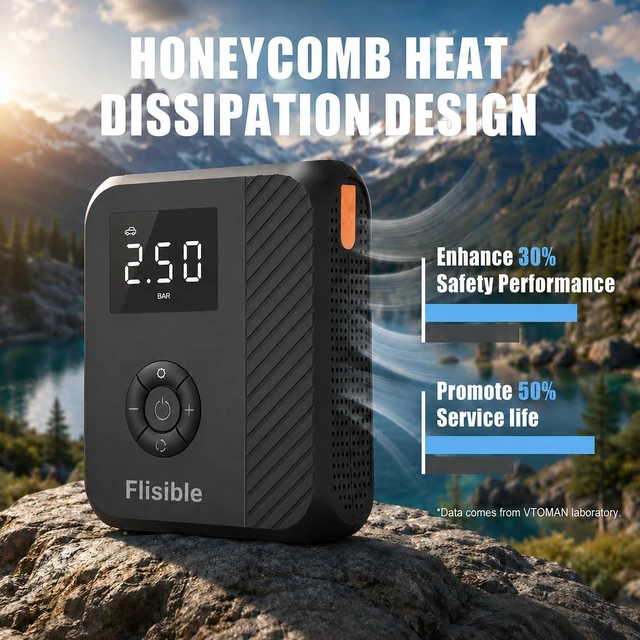 Alt view image 4 of 6 - Car Jump Starter with Air Compressor, Jump Box Car Battery & 160PSI 45L/Min 3000A Auto Tire Inflator with LCD Display, Lights (8.5L Gas/ 5.5L Diesel)