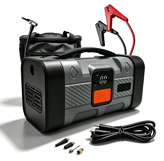 Main image of 150PSI Jump Starter with Air Compressor, 12V Car Battery Booster | 8.0L Gas/6.0L Diesel, Cordless Tire Inflator, 16000mAh USB-C Fast Charging Powerbank, All-in-One Emergency Jump Box
