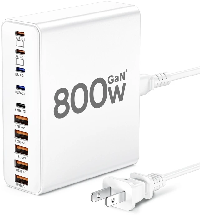 Main image of 800W USB C Charger Block,10-Port GaN Charging Station | Aexhend Fast Charging Type C & USB A Wall Charger Adapter for MacBook Pro/Air,iPhone,iPad,Dell XPS,Samsung Galaxy(White)