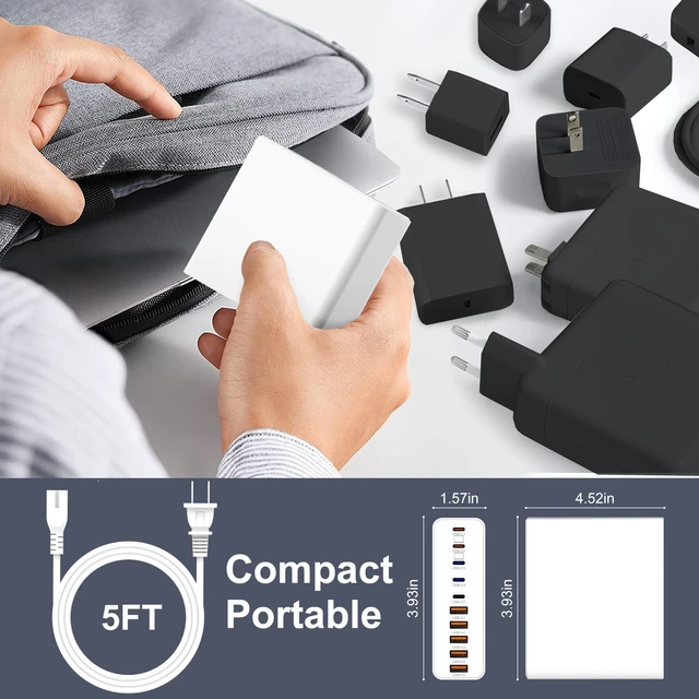 Alt view image 6 of 13 - 800W USB C Charger Block,10-Port GaN Charging Station | Aexhend Fast Charging Type C & USB A Wall Charger Adapter for MacBook Pro/Air,iPhone,iPad,Dell XPS,Samsung Galaxy(White)