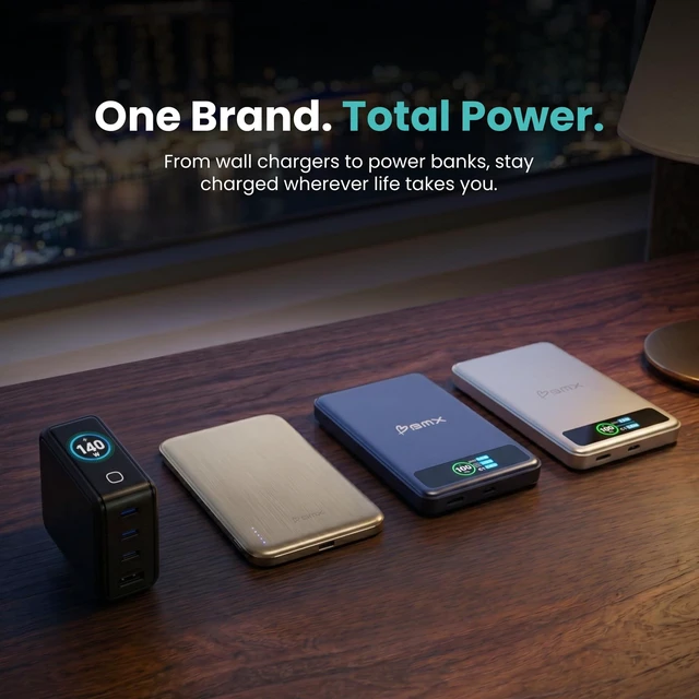 Alt view image 6 of 13 - Gansta USB-C GaN Mobile Charger - 2-Port Dual USB-C with Smart LCD Display | Compact Black 45W Fast Charger for iPhone, iPad & MacBook Air, Foldable Plug
