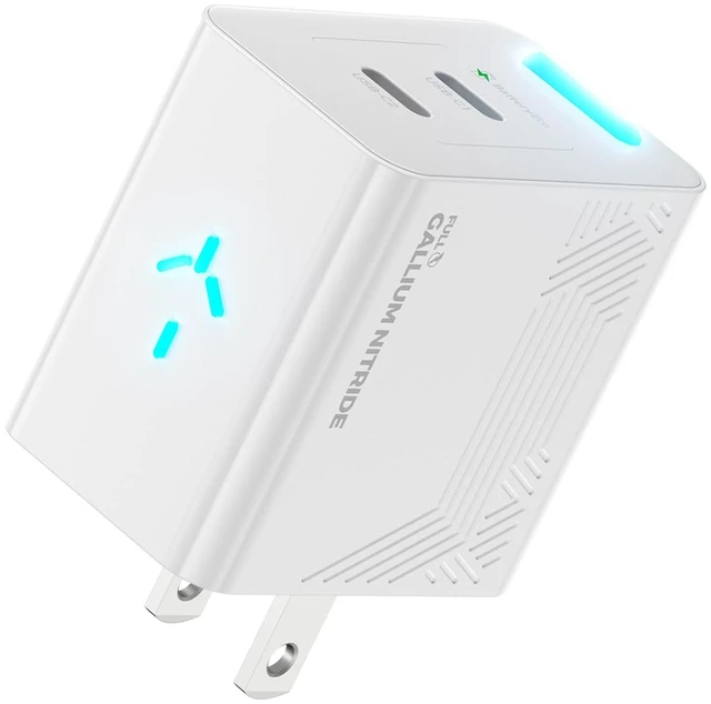 Main image of PHYSCE 35W 3D RGB Dual USB C Gaming Charger for iPhone, iPad and Switch 2 | Handheld mode charging, dedicated power circuits, color-coded power levels, one-tap lights off, foldable plug