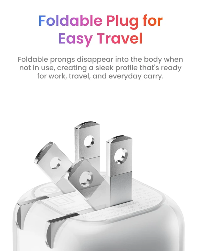 Alt view image 4 of 20 - SHARGE 40W Compact USB C Wall Charger Gan Fast Charging Block Foldable Plug | Mini USB C Charger Block for iPhone 17/16, Galaxy, Pixel and More