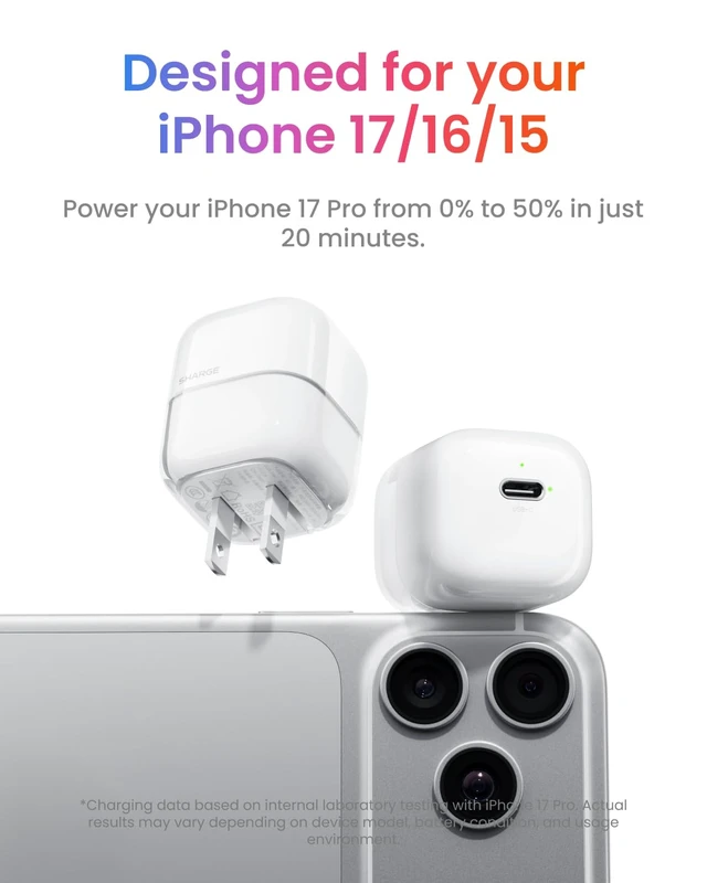 Alt view image 5 of 20 - SHARGE 40W Compact USB C Wall Charger Gan Fast Charging Block Foldable Plug | Mini USB C Charger Block for iPhone 17/16, Galaxy, Pixel and More