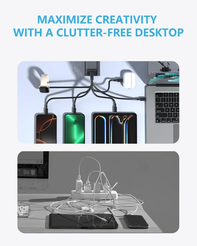 Alt view image 5 of 20 - 500Watt USB-C GaN Charger 8 in 1 Power Strip Hub Dual 140W PD PPS Port+Dual 100W PD Port for Multiple Electronics Devices,Laptop Wall Charger Compatible with MacBook/iPhone 16/iPad