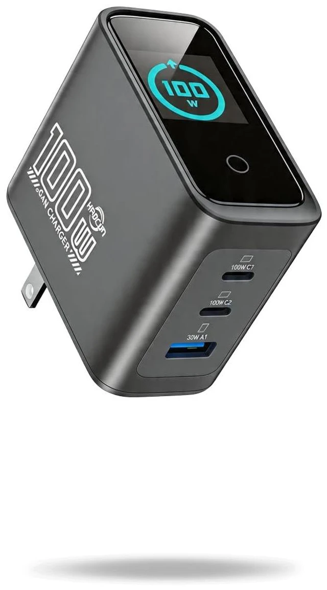 Main image of 100w USB C Charger with Smart Display, 3-Port GaN Laptop Fast Charger Block | Power Adapter with Touch Controls for iPad, MacBook, iPhone 17/16 Series and More (Non Cord)