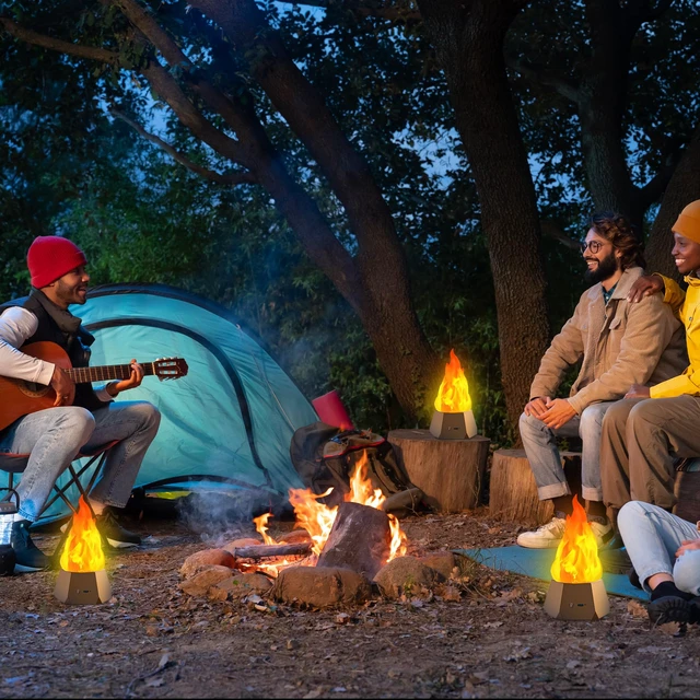 Alt view image 2 of 14 - Ollcuz Night Lights, Multi-Purpose Fake Fire Lamp, 3-Mode LED Flame Light | 4 Pack USB Rechargeable Flickering Flame Light for Kids Children Bedroom Party Bar Outdoor Camping Yard Holiday Decorations