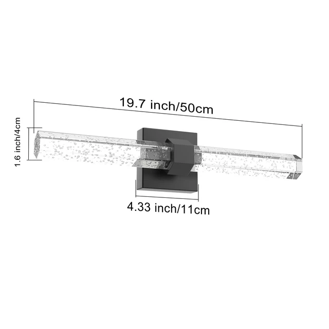 Alt view image 5 of 7 - Aipsun Bathroom Light fixtures, Black Vanity Lights with Bubble Crystal,19.7inch Modern Vanity Lighting fixtures Bathroom Wall Light Fixtures Over Mirror(White Light 6000K)