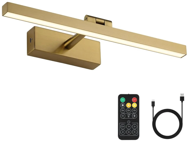 Main image of Joosenhouse Battery Operated Picture Light Wireless Gallery Light with Remote Control Rechargeable Wall Lights Brass 15.35" Dimmable and Timed Off Wall Sconce Light