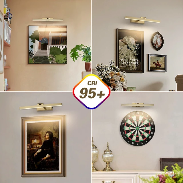 Alt view image 3 of 13 - Joosenhouse Battery Operated Picture Light Wireless Gallery Light with Remote Control Rechargeable Wall Lights Brass 15.35" Dimmable and Timed Off Wall Sconce Light
