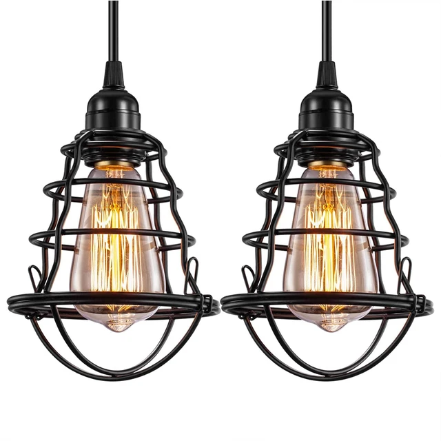 Alt view image 5 of 14 - Industrial Light Cage Replacement 4 Pack, DIY Vintage Style Metal Light Shade for Pendant Light Wall Lamp, Edison Lamp Guard, Industrial Lamp Cage, Wall Light Guard