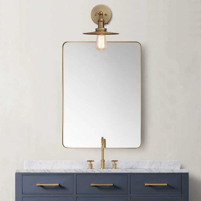 Alt view image 3 of 14 - Phansthy Industrial 1-Light Wall Sconces, Vintage Wall Light Fixture with 7.9" Crafted Metal Shade, Bathroom Vanity Light with on Off Switch, Wall Lamp for Bedroom Living Room Kitchen (Antique)