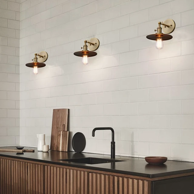 Alt view image 5 of 14 - Phansthy Industrial 1-Light Wall Sconces, Vintage Wall Light Fixture with 7.9" Crafted Metal Shade, Bathroom Vanity Light with on Off Switch, Wall Lamp for Bedroom Living Room Kitchen (Antique)