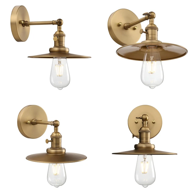 Alt view image 7 of 14 - Phansthy Industrial 1-Light Wall Sconces, Vintage Wall Light Fixture with 7.9" Crafted Metal Shade, Bathroom Vanity Light with on Off Switch, Wall Lamp for Bedroom Living Room Kitchen (Antique)