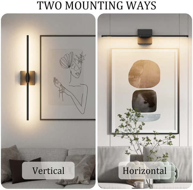 Alt view image 3 of 14 - Coinmit 28In Hardwired Black Wall Sconce Modern Vantiy Light LED Bathroom Light Fixtures Over Mirror 3000K 360° Rotatable Bathroom Sconce