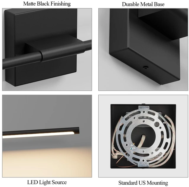 Alt view image 7 of 14 - Coinmit 28In Hardwired Black Wall Sconce Modern Vantiy Light LED Bathroom Light Fixtures Over Mirror 3000K 360° Rotatable Bathroom Sconce