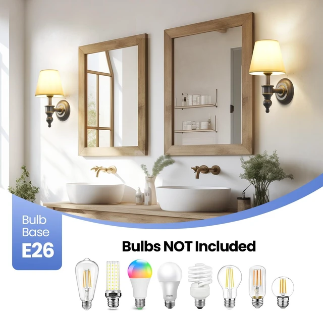 Alt view image 7 of 14 - Smeike Wall Sconces Set of 2, Modern Wall Lamps for Bedroom, Sconces Wall Light Fixture with Beige Fabric Shade, Indoor Wall Mounted Lamps for Living Room Hallway Kitchen, ORB Finish