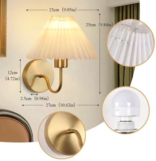 Alt view image 2 of 8 - ADISUN Wall Sconces Sets of 2 RGB Battery Operated Wall Sconces for Bedroom Dresser Classic Golden Wall Lamp with Remote for Living Room Bathroom Dining Room Corridor Staircase (2 Bulbs Included)
