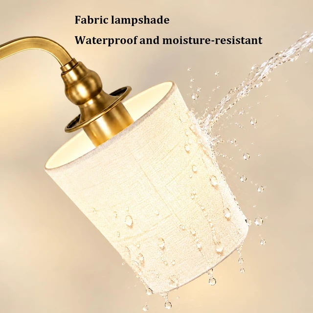 Alt view image 4 of 7 - Onwecen Brushed Gold Bathroom Vanity Light, Modern Bathroom Light Fixtures, 4 Light Bathroom Lighting Fixtures Over Mirror, with Fabric Lampshade, E26 Socket ETL Listed, Easy to Install, 28-Inch