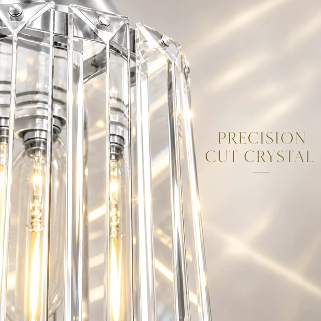 Alt view image 7 of 14 - Lxybcce 3-Light Bathroom Vanity Light Fixture, 19.7-in Chrome Wall Light with Clear Glass Crystal Shade, Modern Bathroom Light Over Mirror, Easy Installation & Dimmable Lighting, E26 Bulb