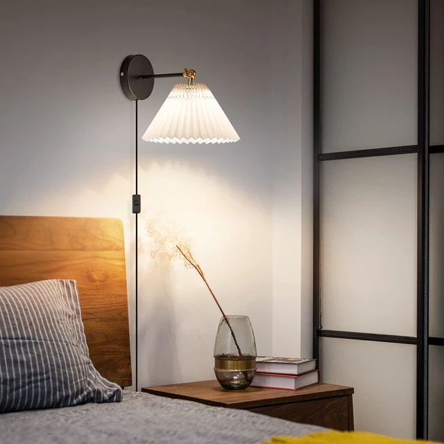 Alt view image 2 of 7 - Wall Sconce Plug in, white Plug in Wall Light Set of 2 Fixtures,Wall Lamp with Plug in Cord and On/Off Switch,, Adjustable Industrial Vintage E26 Wall Sconce for Reading Bedroom Hallway Living Room