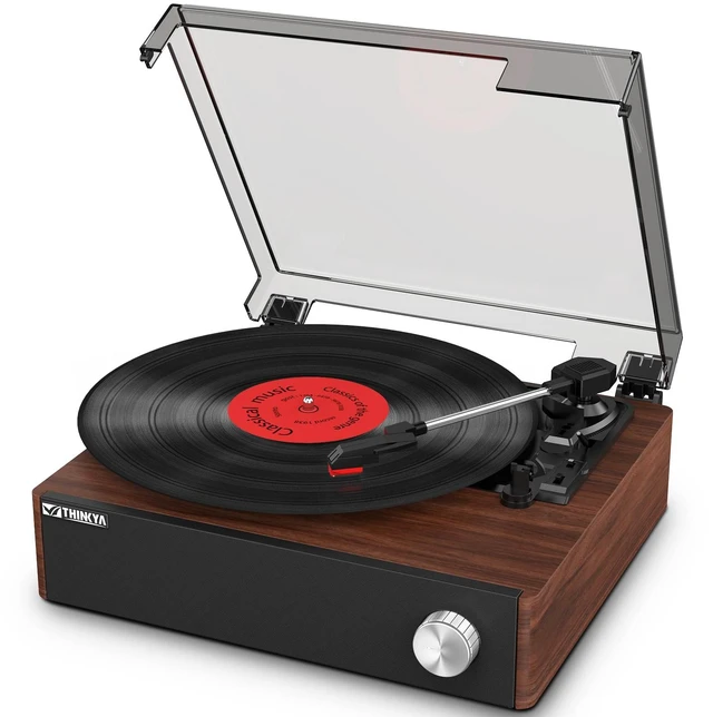 Main image of THINKYA Vinyl Record Player with Speakers, Bluetooth Vintage Turntables | RP-T01 2.0 All-in-one 3-Speed BT Turntable, Plays 7/10/12" Records, 33/45/78 RPM, Belt-Driven, Auto-Stop & RCA Output