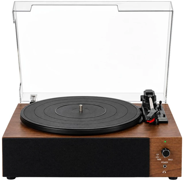 Main image of Core Innovations Vinyl Record Player, Portable Bluetooth Turntable | 3-Speed Vinyl Player with Built-In Stereo Speakers, Rechargeable Battery, Walnut Wood-Grain Finish for Home & Gifts