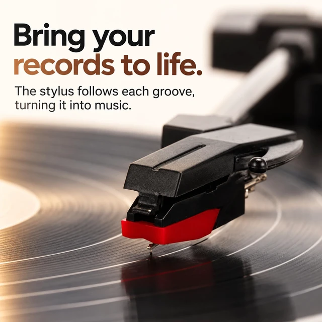 Alt view image 2 of 7 - Core Innovations Vinyl Record Player, Portable Bluetooth Turntable | 3-Speed Vinyl Player with Built-In Stereo Speakers, Rechargeable Battery, Walnut Wood-Grain Finish for Home & Gifts