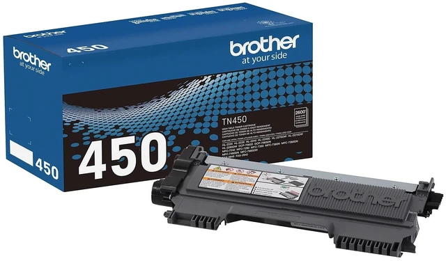 Main image of Brother Genuine High Yield Toner Cartridge, TN450, Replacement Black Toner, Page Yield Up To 2,600 Pages