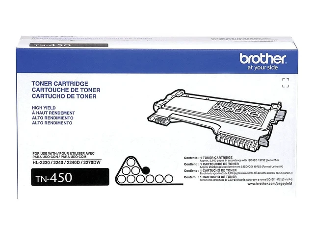 Alt view image 3 of 7 - Brother Genuine High Yield Toner Cartridge, TN450, Replacement Black Toner, Page Yield Up To 2,600 Pages