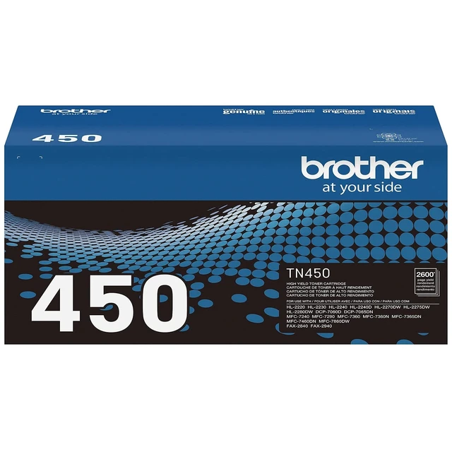 Alt view image 7 of 7 - Brother Genuine High Yield Toner Cartridge, TN450, Replacement Black Toner, Page Yield Up To 2,600 Pages