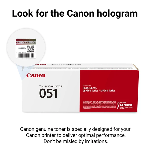 Alt view image 2 of 3 - Canon Genuine 051 Black Toner Cartridge Compatible with LBP162dw, MF264dw, MF267dw, MF269dw, MF269dw VP