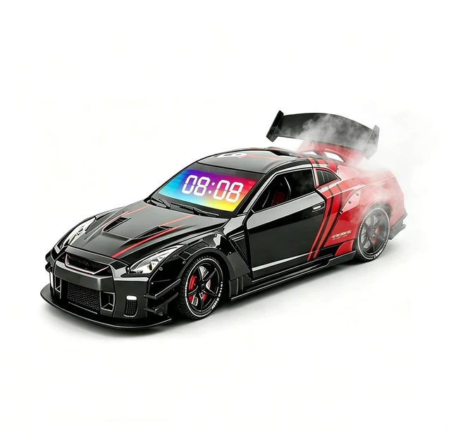 Main image of NZGZJYN Car Alarm Clock with Realistic Engine Effects Car Alarm Clock with Clear 3-in-1 Digital Led Display Screen, Sports Car Ornament, Interior Decoration and Car Enthusiasts (Red)