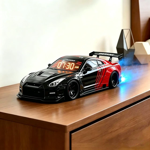 Alt view image 4 of 7 - NZGZJYN Car Alarm Clock with Realistic Engine Effects Car Alarm Clock with Clear 3-in-1 Digital Led Display Screen, Sports Car Ornament, Interior Decoration and Car Enthusiasts (Red)