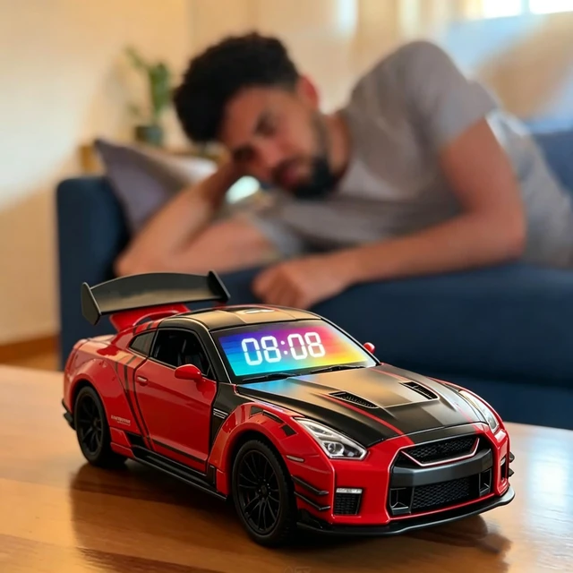 Alt view image 6 of 7 - NZGZJYN Car Alarm Clock with Realistic Engine Effects Car Alarm Clock with Clear 3-in-1 Digital Led Display Screen, Sports Car Ornament, Interior Decoration and Car Enthusiasts (Red)