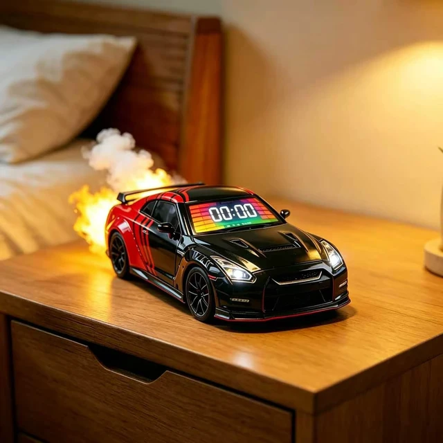 Alt view image 7 of 7 - NZGZJYN Car Alarm Clock with Realistic Engine Effects Car Alarm Clock with Clear 3-in-1 Digital Led Display Screen, Sports Car Ornament, Interior Decoration and Car Enthusiasts (Red)